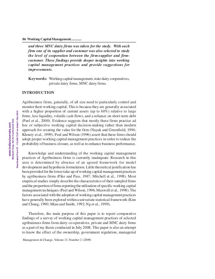 Doctoral thesis on working capital management